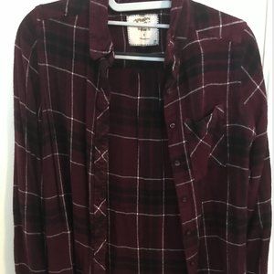 Maroon Plaid Flannel Shirt